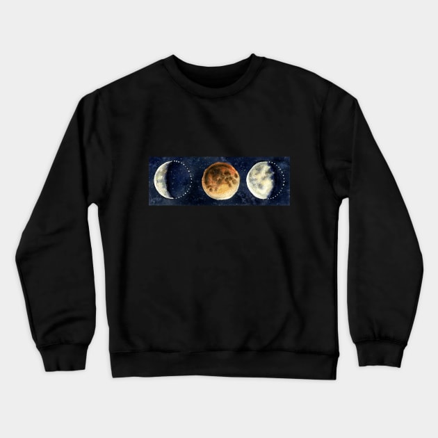 Moon phases red moon Crewneck Sweatshirt by victoriazavyalova_art